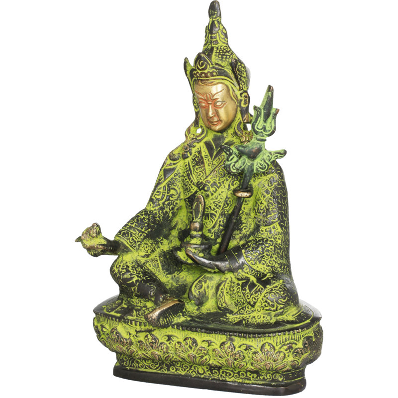 Gourou bouddhiste tibétain Rin Poche (Padmasambhava), Noir / vert / or