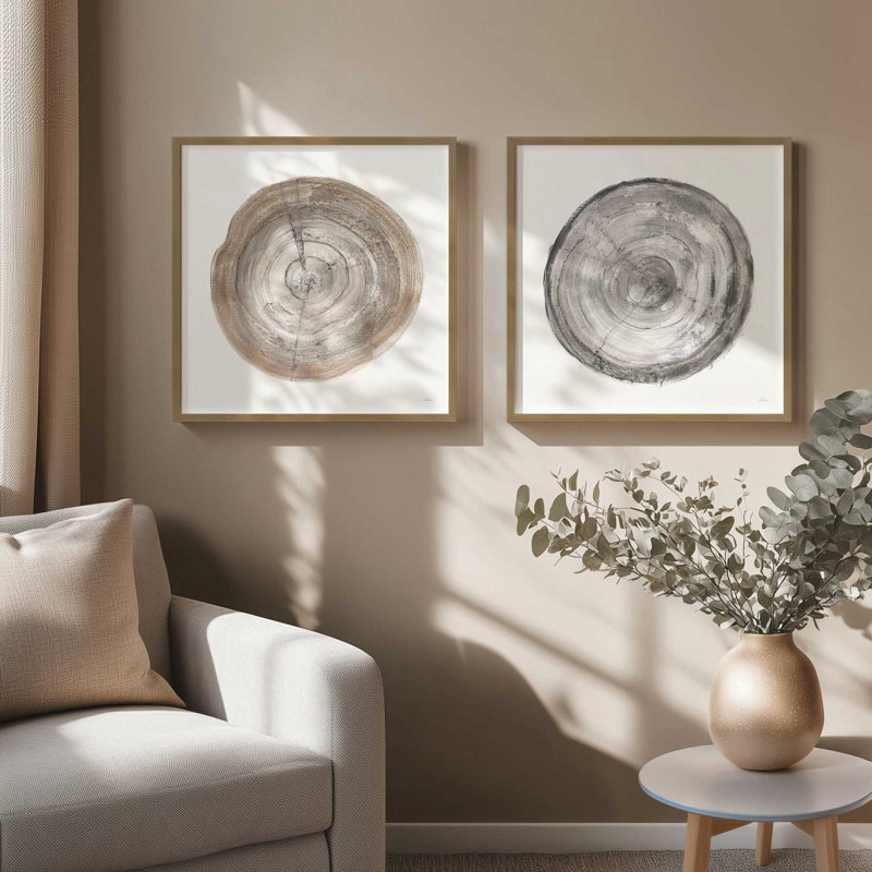 Rings of Time Duo II Set of 2 Canvas Prints in a Polished Gold Frame, 12" x 12", Polished Gold Framed, 13.5" H x 27" W