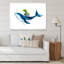 Baleine bleue sur fond blanc III - Peinture sur toile-67382760-67382761