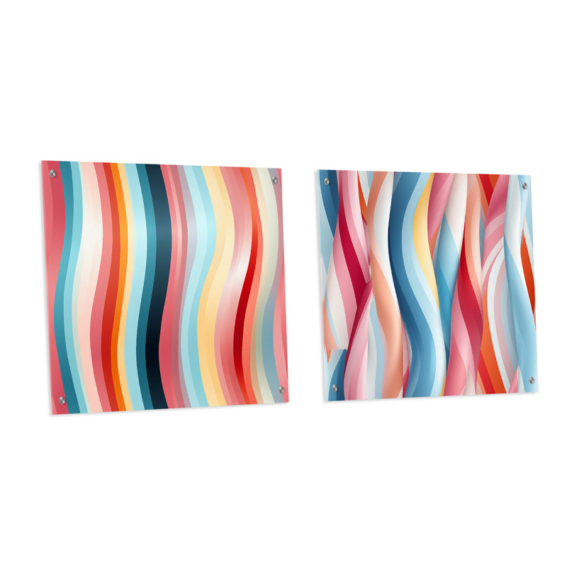 Cire - Ensemble de 2 reproductions d'art en acrylique sur formes abstraites, H 16 po x l 33 po