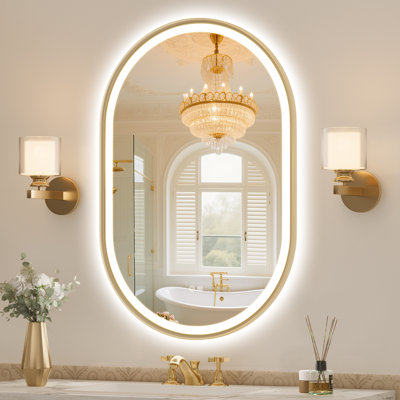 Oval Lighted Frameless Wall Mounted Accent Mirror