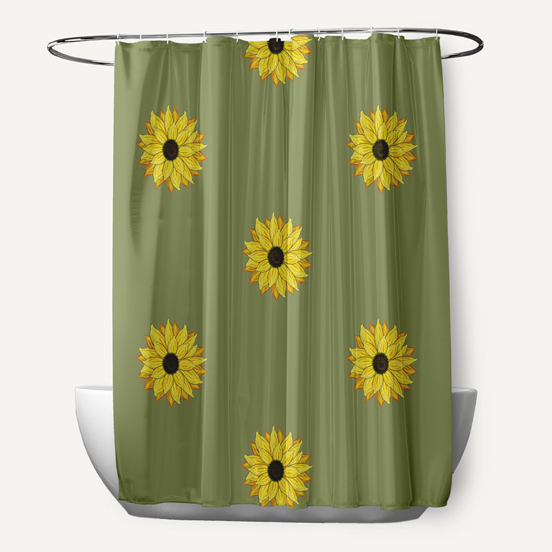 Rideau de douche simple Vieux Floral, Vert