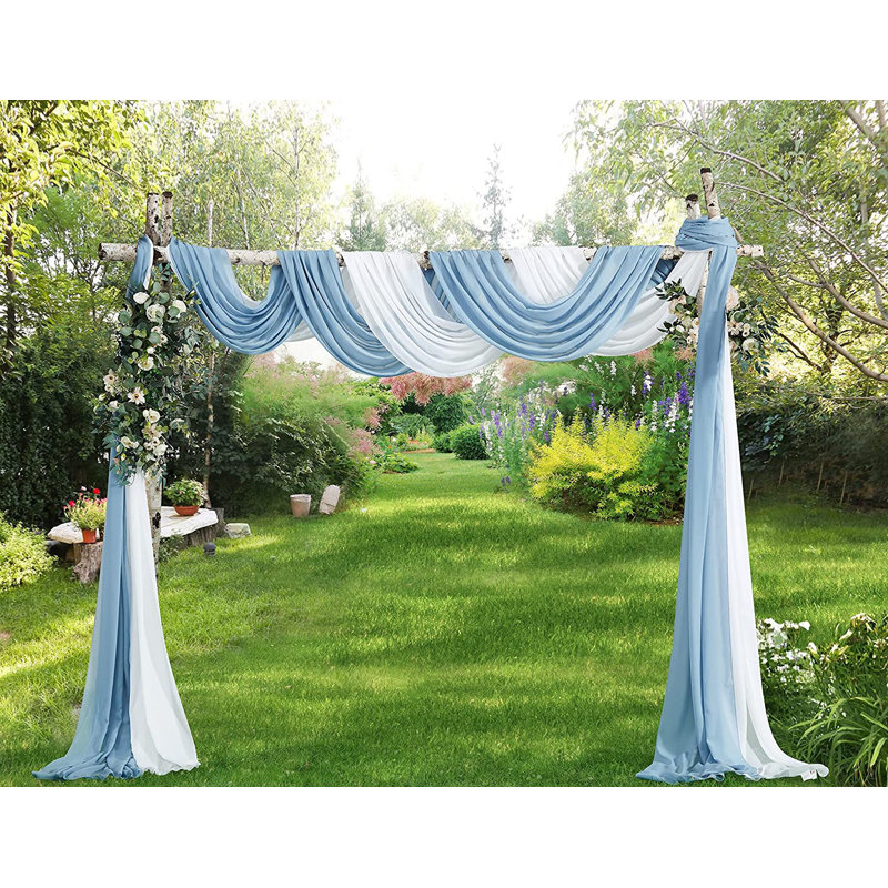 Panneaux de mariage et drapeaux décoratifs, Blanc / Poussière bleue, H 216 po x l 35 po