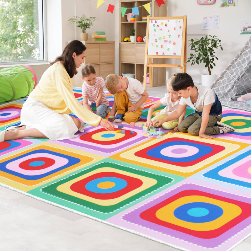 Tapis de salle de classe pour jouer et apprendre, Rectangle 5' x 7'6"
