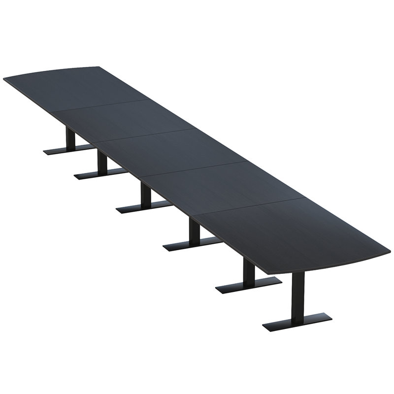 Table de conférence Pavert Arc, Noir mat, H 30 po x l 264 po x P 48 po, Cyprès noir