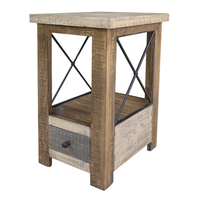 Sherrey 1 Drawer Chair Side Table in Light Brown