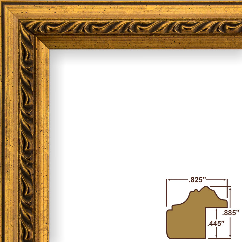 Lilith Wood Embossed Picture Frame with Mat, Ornate Gold, 16" x 20" Matted to 11" x 14"