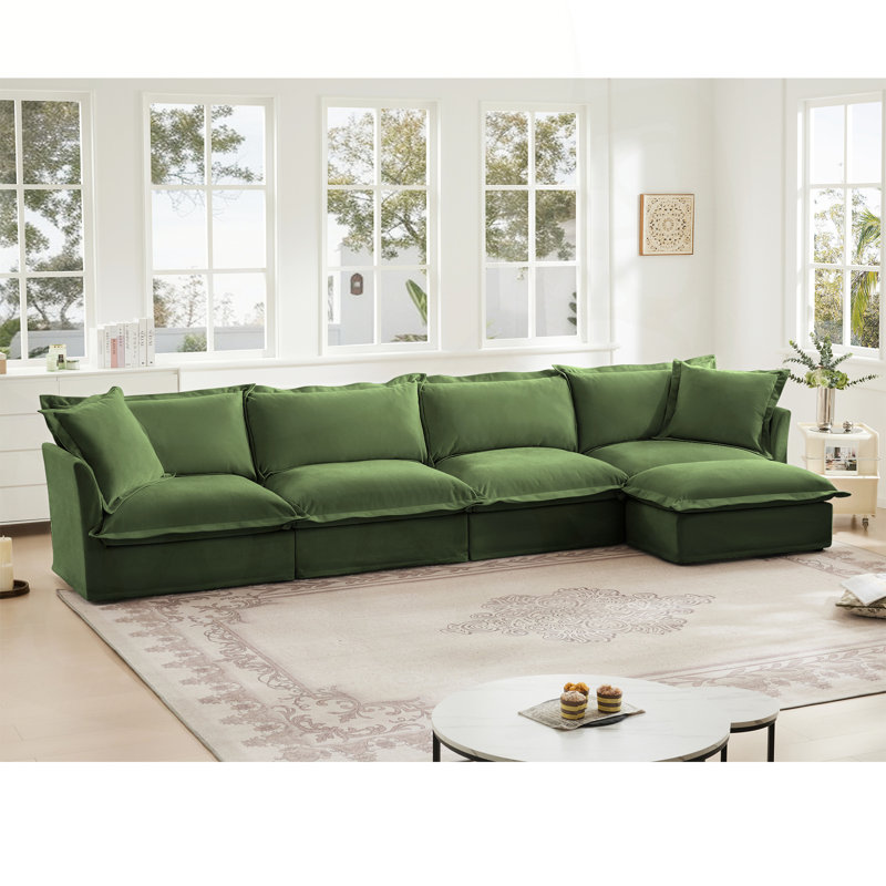 Comfortable Chenille Covey with Versatile Configurations for Living Spaces, Green Chenille