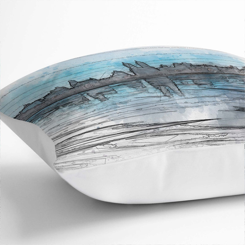 Abstract Square Cushion, 55cm H x 55cm W x 20cm D, White