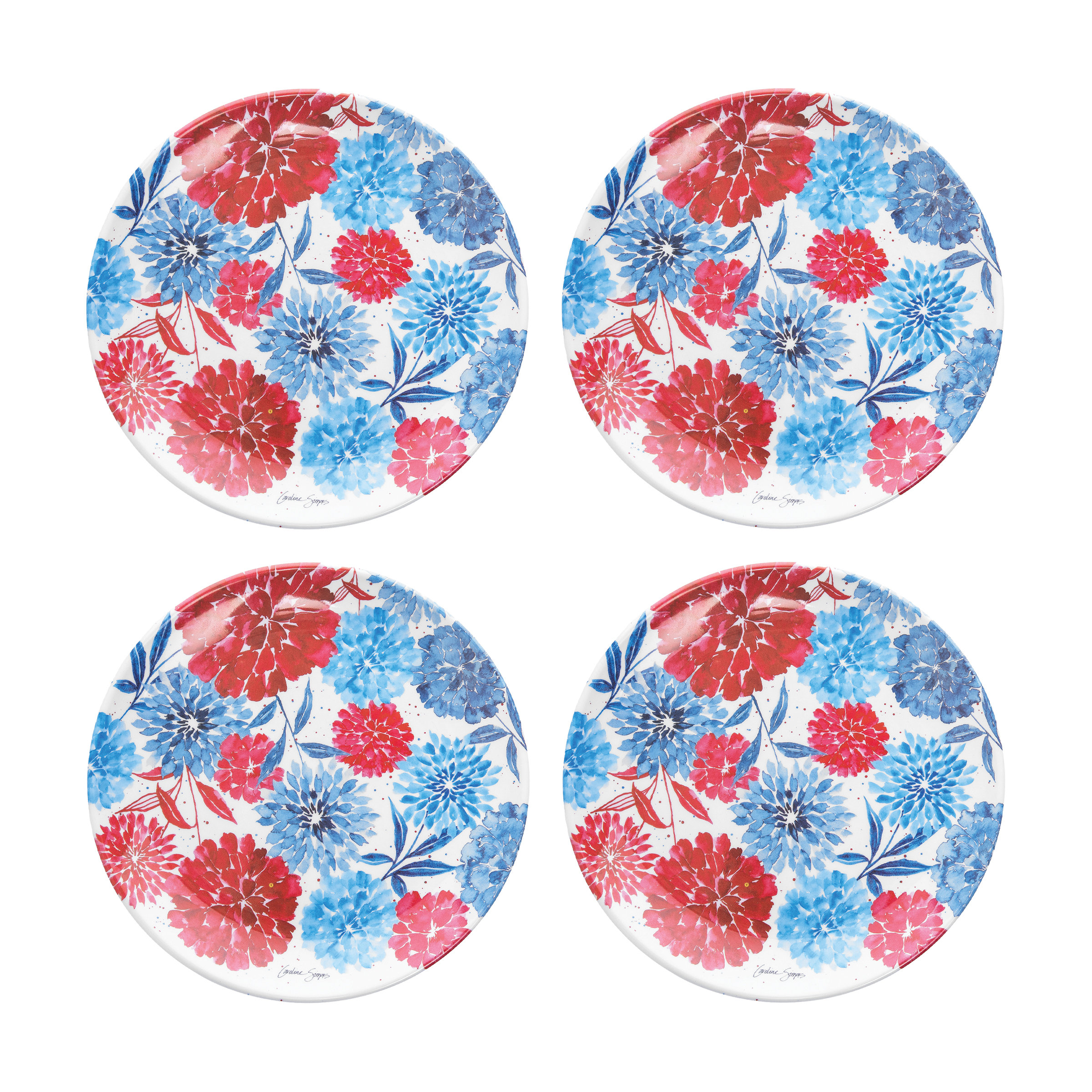 Winston Porter 4Th Of July Floral Dessert Plate, Set Of 4 | Wayfair