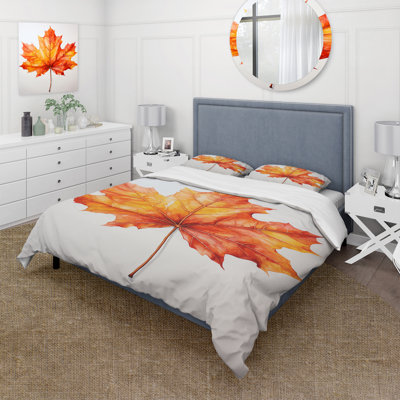 Orange Maple Leaf Beauty II - Tree Maple Duvet Cover Set