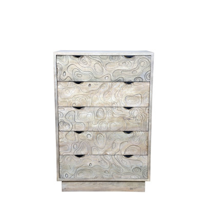 5-drawer Carved Solid Wood Chest