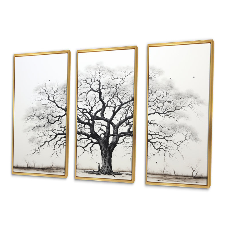 Ensemble de salon minimaliste en chêne noir et blanc, Cadre flottant doré, H 28 po x l 36 po