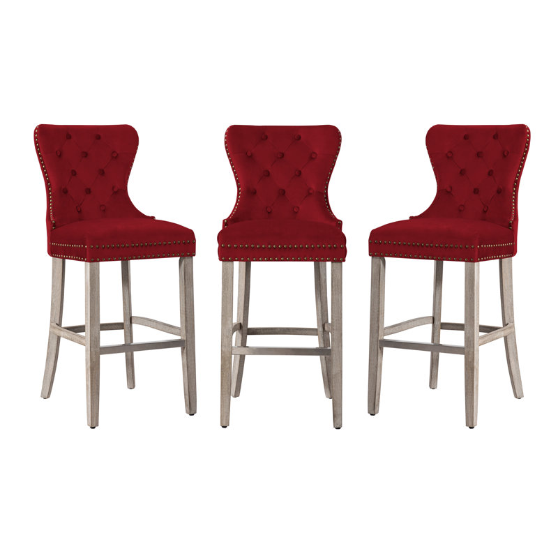 Tabouret de bar et de comptoir Kirsten, Gris, Rouge, Tabouret de bar (siège d'une hauteur de 29 po)