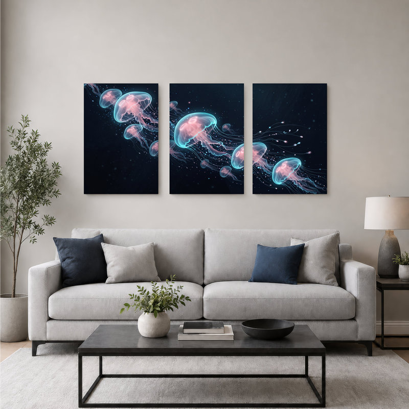 Ensemble de 3 toiles bleues et bleues, 36"H x 24"W x 3pcs