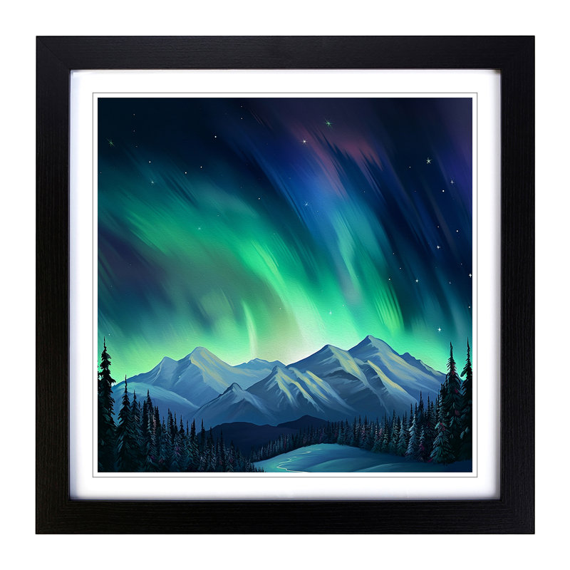 Northern Lights Digital Art No.1 - Framed Print, Black