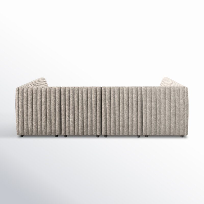 Augustine Modular Sectional, Gray Polyester, 31.5" H X 106" W x 66.5" D
