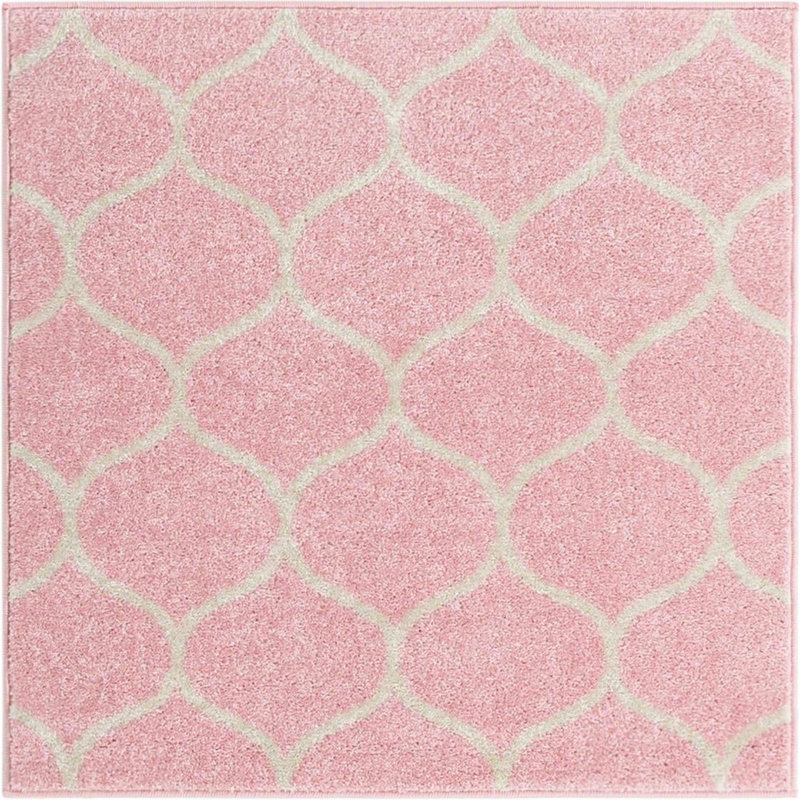 Llanet Geometric Area Rug, Square 3'1", Pink