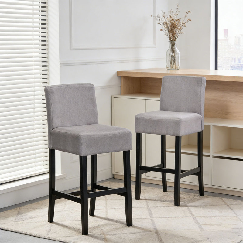 30-inch Fabric Barstool with Solid Wood Frame