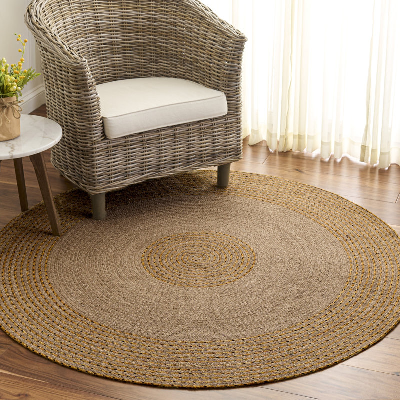 Braided Hand Woven No Pattern Indoor Rug, 5'-0" x 5'-0" Round