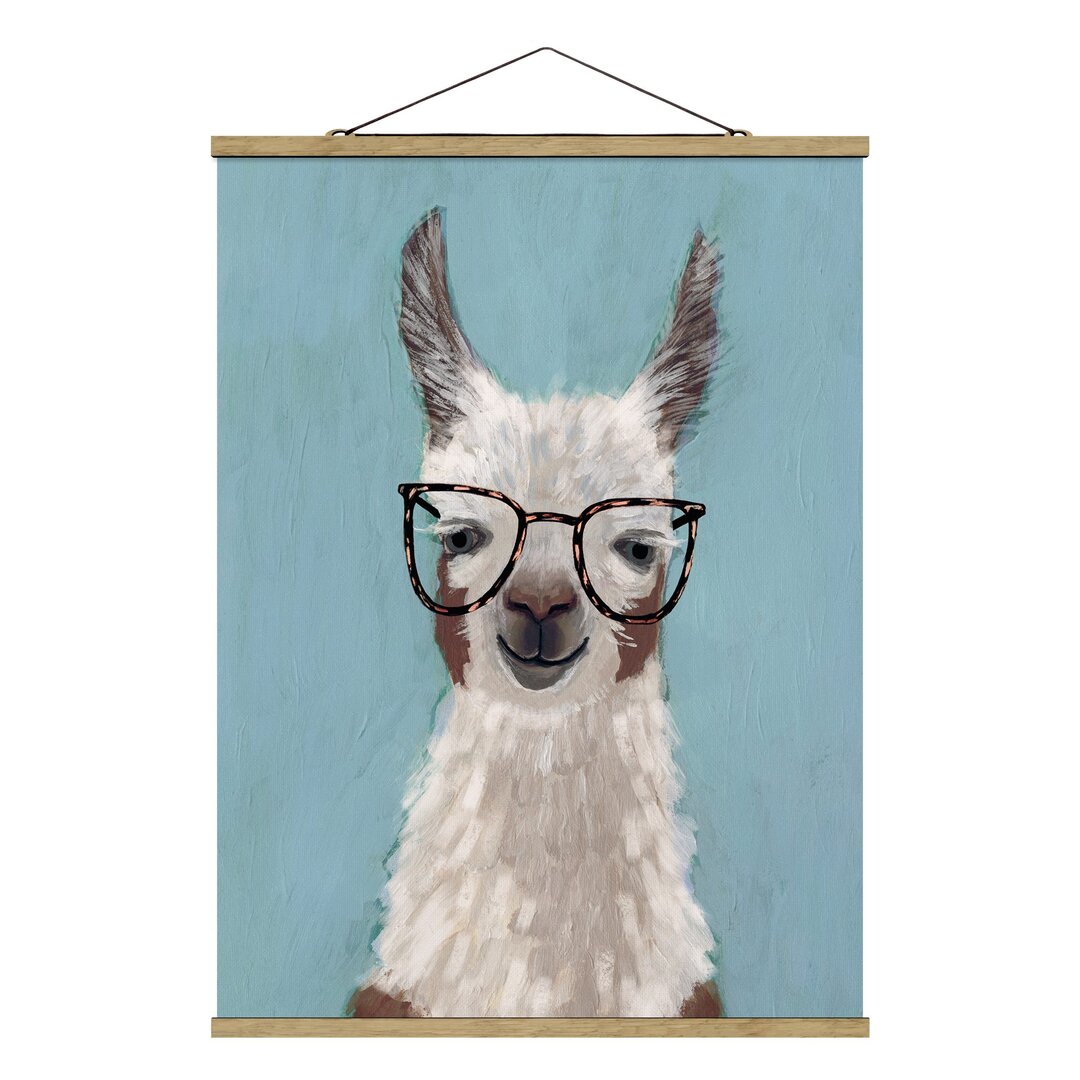 Stoffbild Mit Posterleisten - Lama Mit Brille II - Hochformat 4:3