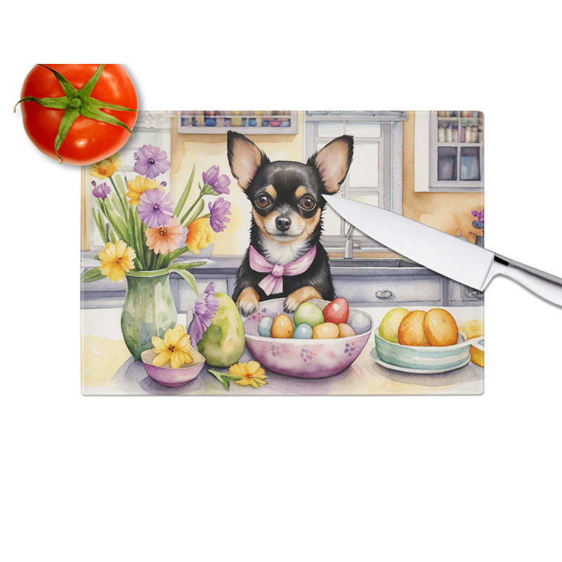 Decorating Easter Chihuahua Glass Cutting Board