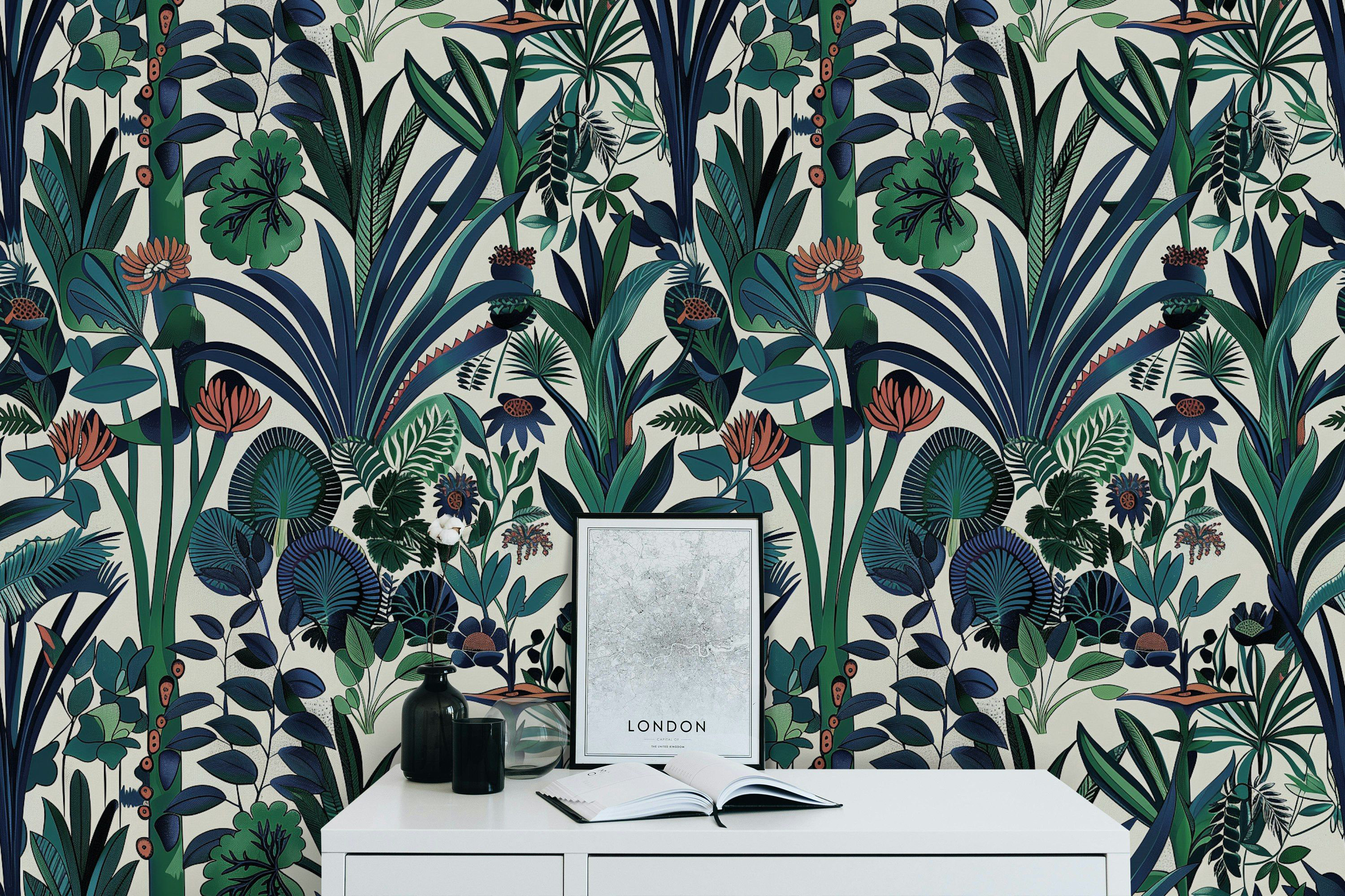 Lark Manor™ Tropical Jungle Wallpaper Botanical Wall Mural Peel and ...