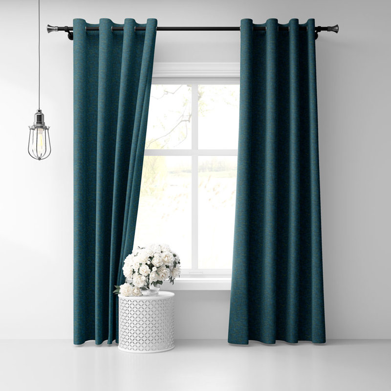 Paire de rideaux semi-transparents avec œillets, Sarcelle, l 50 po x L 90 po