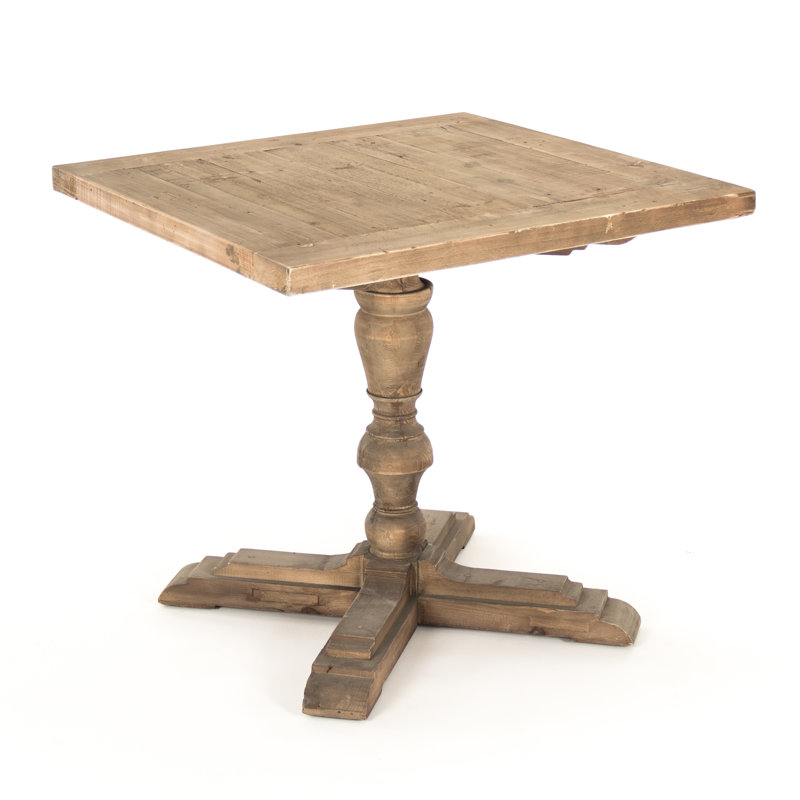 Square Raw Pine Pedestal Coffee Table with Storage