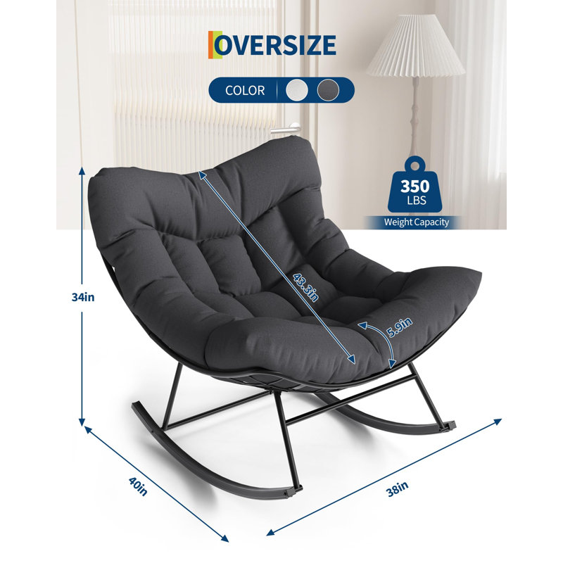 Chaise berçante d'extérieur Papasan, Noir