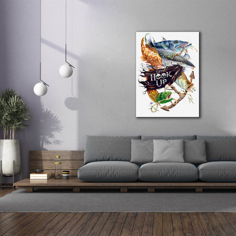 «Lets Hook Up» par James Mazzotta, art mural sur toile, 26 po x 34 po, H 54 po x l 40 po x P 1,5 po