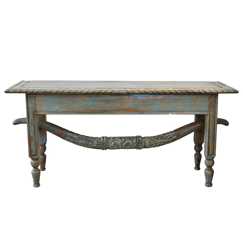 Crédence Grande Équestre Longhorn en turquoise, Bleu sarcelle / bois moyen / ivoire