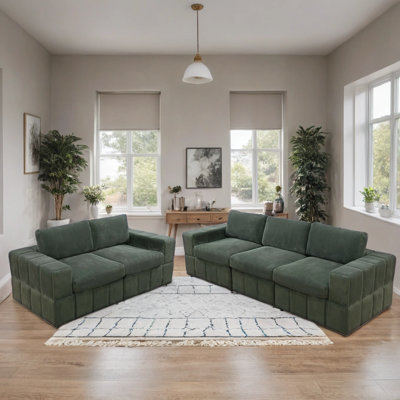 Ensemble de canapé modulaire réversible en velours côtelé 5- Picec