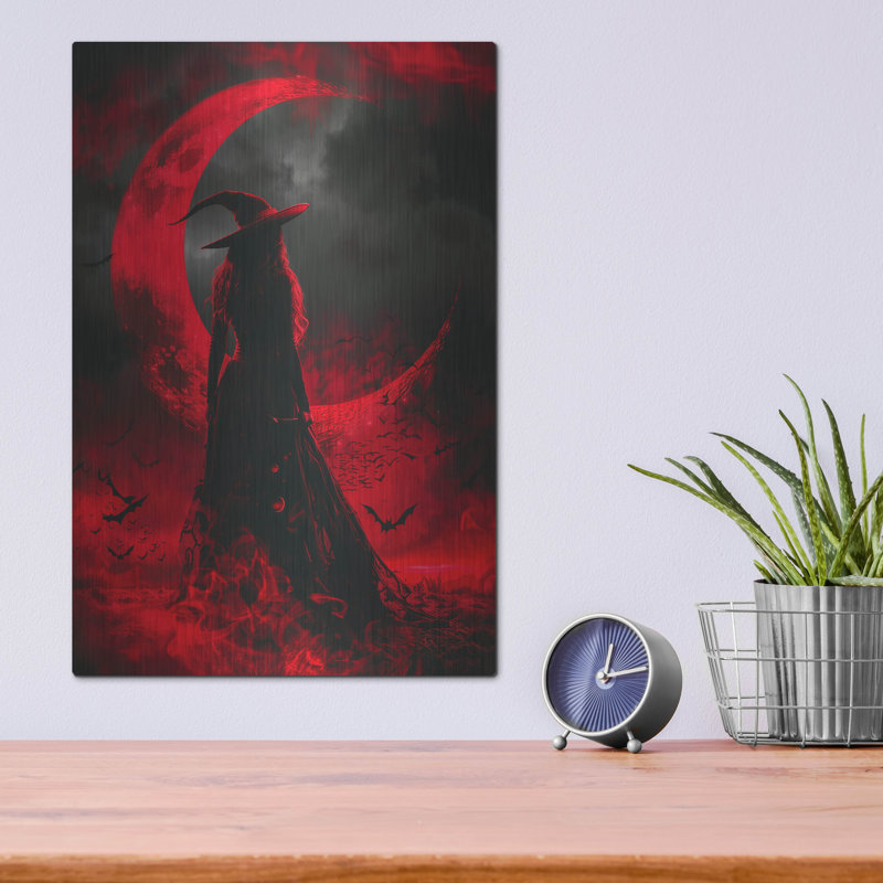 «Crimson Moon Enchantress» par r3darch0n, art mural en métal, 12 po x 16 po