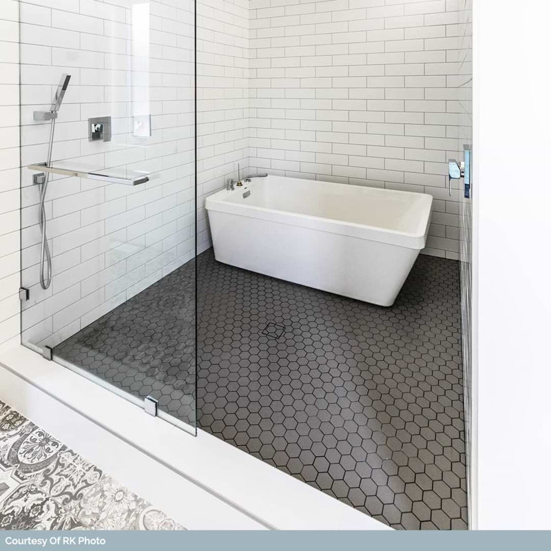 Meadowmere 3" Hexagon Matte Ceramic Tile, Black