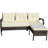 Outdoor Patio Furniture Sets 2 Piece Conversation Set Wicker Ratten Sectional Sofa With Seat Cushions(Beige Cushion)