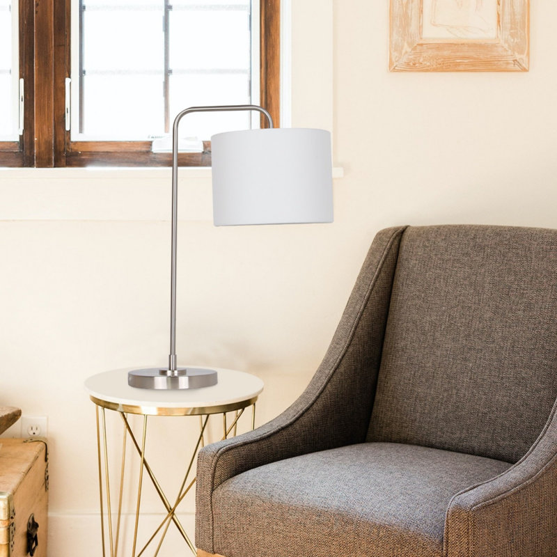 Lampe arquée en métal Adolph, Argent