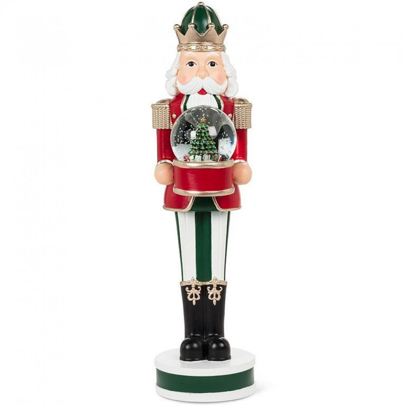 Large Nutcracker Holding Snow Globe
