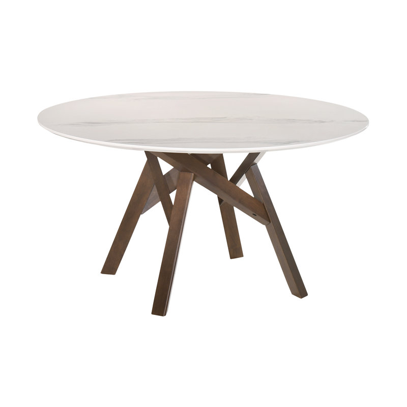 Table de salle à manger Lonne, Blanc / Noyer