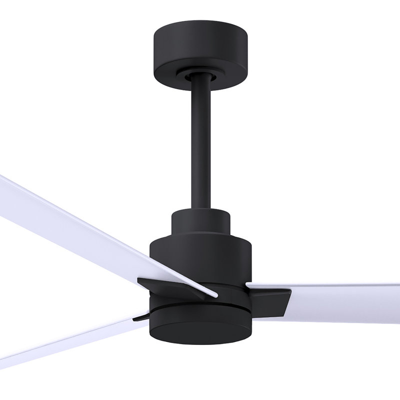 Alessandra Outdoor Downrod Ceiling Fan, Matte White, Matte Black