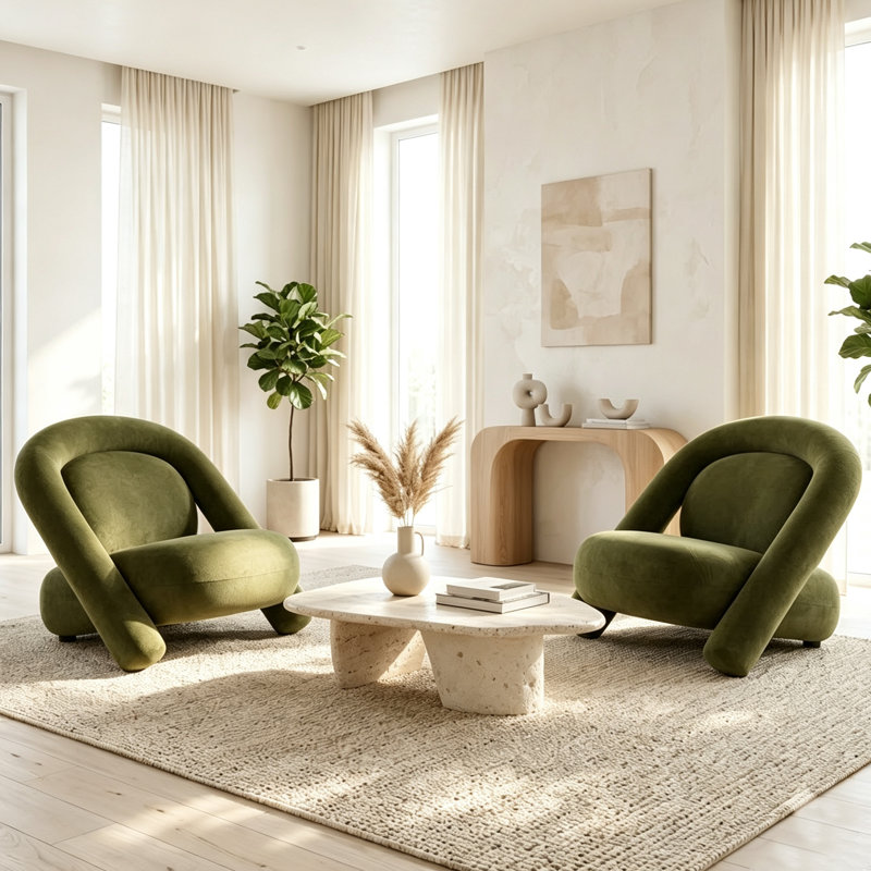 Chaise d'appoint moderne en velours sans accoudoirs 30 po avec mousse haute densité, Green