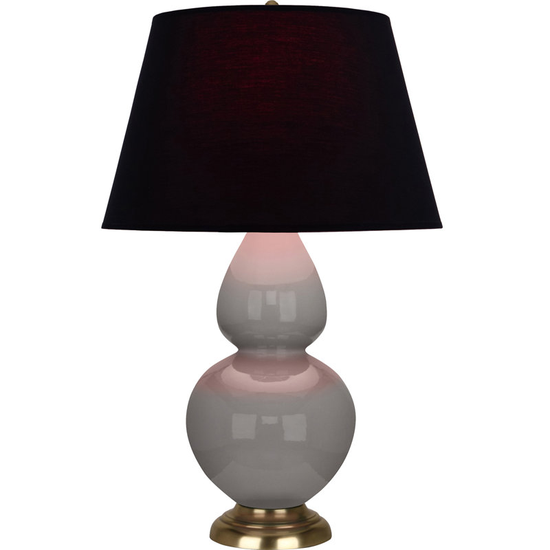 Lampe de table double gourde en céramique, Noir / Rouge, Taupe fumé glacé / laiton, Laiton