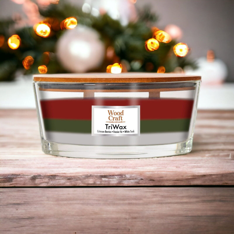Crimson Berries Scented Jar Candle with Glass Holder