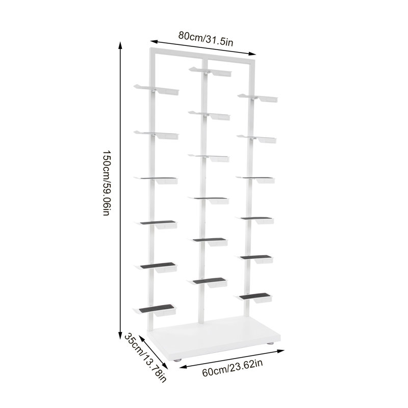 Free Standing Shoe Display Shelf, White