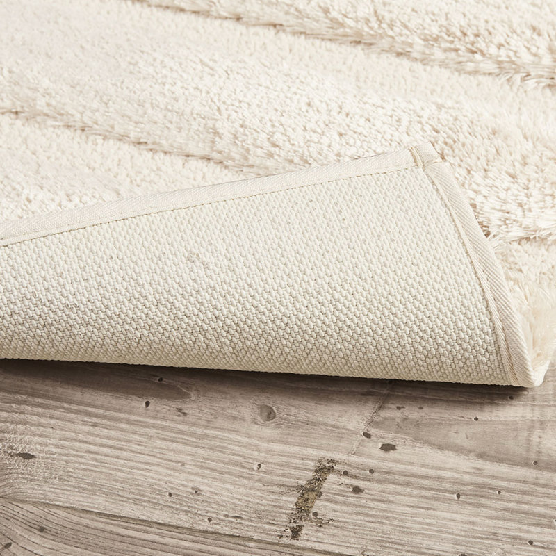 Tapis pour salle de bain 24 x 58 po, 100% Macro-filé, rayé, décoloration, palette de couleurs douces 24 x 58 po et teinture, antidérapant