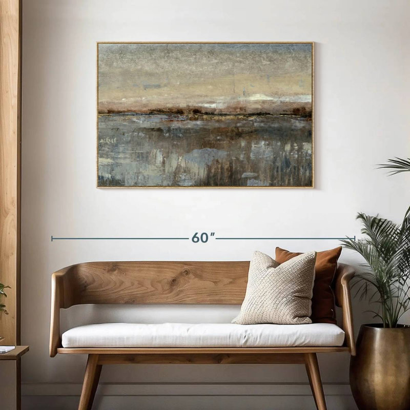 Grey Mist I, Floating Frame Natural Wood, 43" X 29"