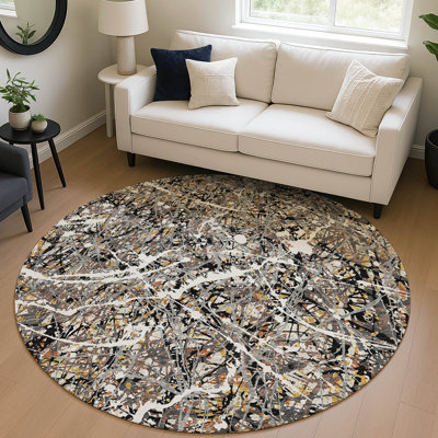 Machine Washable Indoor/Outdoor Chantille ACN2389 Abstract Rug