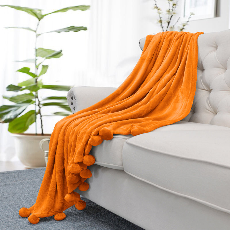Knitted Throw Blanket, Burnt Orange, 127cm W x 152.4cm L