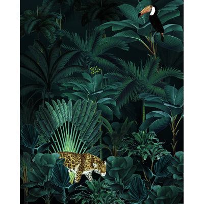 Panneau mural 4 panneaux Juuli Jungle Night L 8,2 pi x l 78,7 po