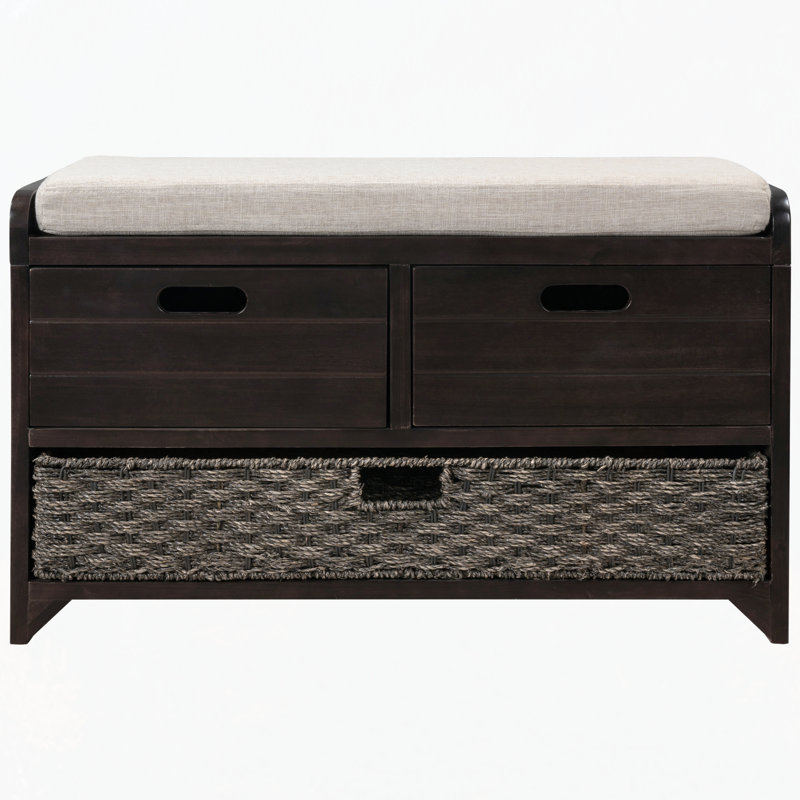 Entryway Bench with Removable Basket and Drawers, Espresso